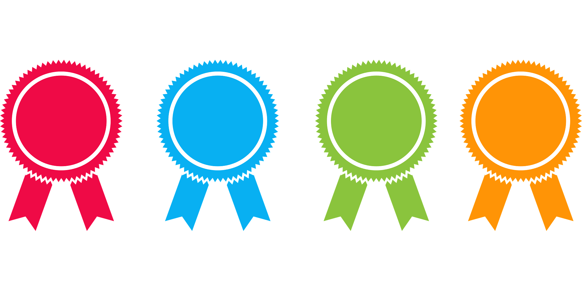 Vector image that displays 4 medals-marks to signify section that displays certificates