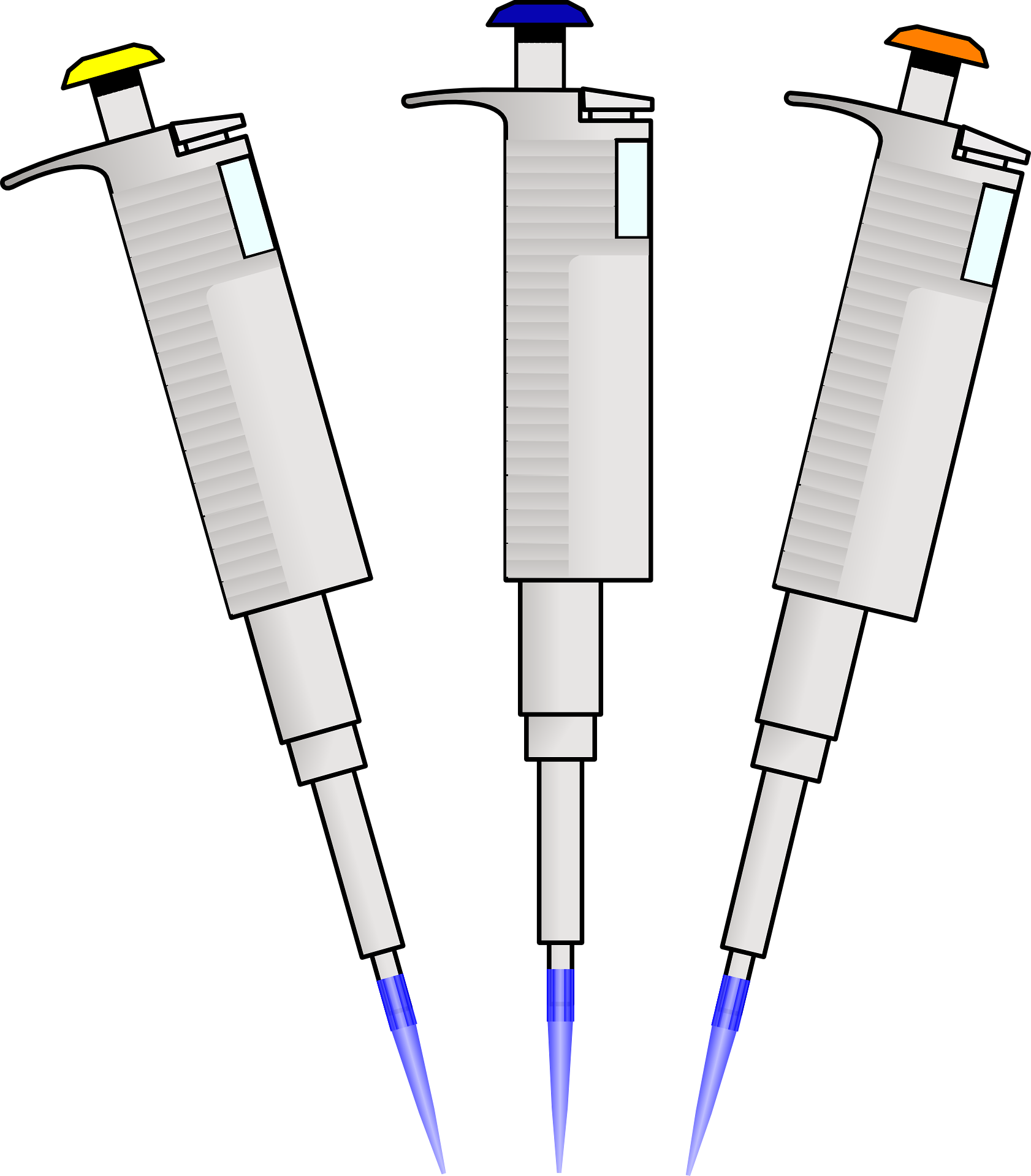 A picture of a 3 micropipettes.